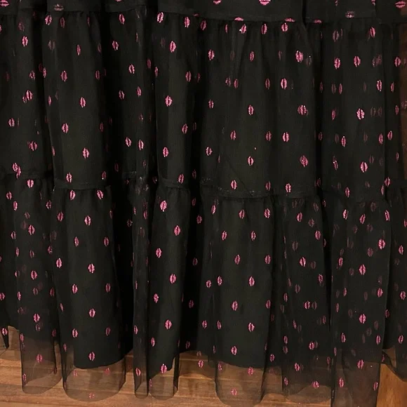 NWT BETSEY JOHNSON Women's 💋💋💋Raven Black Tulle Mesh Valentine’s Day Dress - Picture 7 of 10